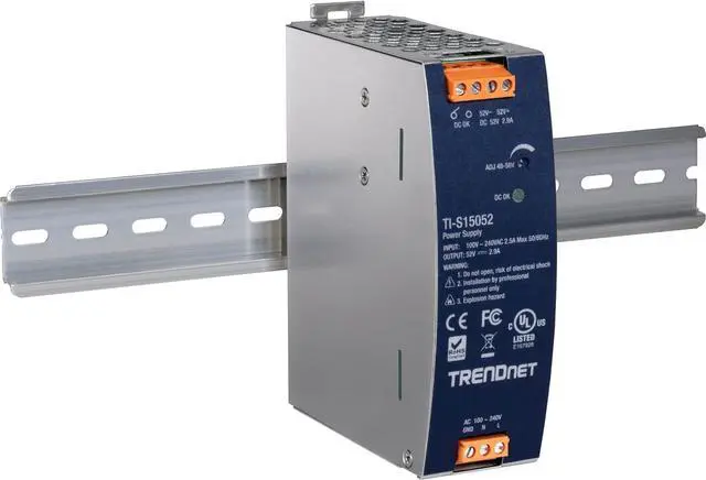 Alt view image 3 of 12 - TRENDnet TI-S15052, 150W, 52V DC, 2.89A AC to DC DIN-Rail Power Supply with PFC Function