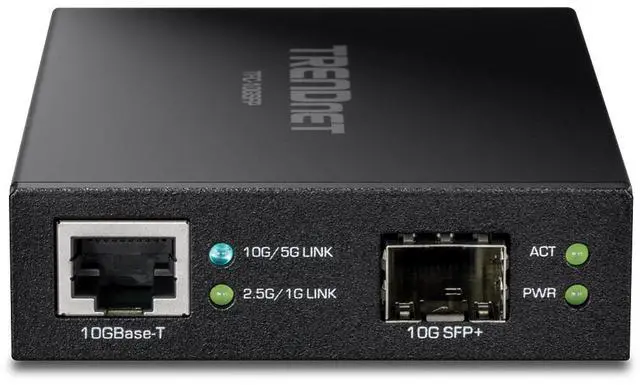 Alt view image 2 of 7 - TRENDnet 10GBASE-T to SFP+ Fiber Media Converter, TFC-10GSFP, 1 x 10G RJ-45 Port, 1 x 10Gbps SFP+ Slot, SFP+ to 10G RJ-45, Power Adapter Included