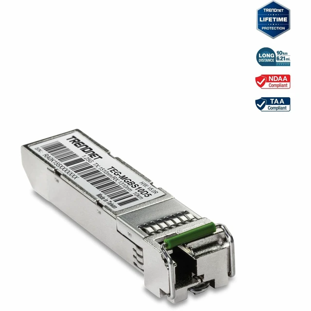 Main image of TRENDnet SFP to RJ45 Dual Wavelength Single-Mode LC Module, TEG-MGBS10D5, Must Pair with TEG-MGBS10D3 or a Compatible Module, Up to 10 km (6.2 Miles), Compatible with Standard SFP, Lifetime Protection