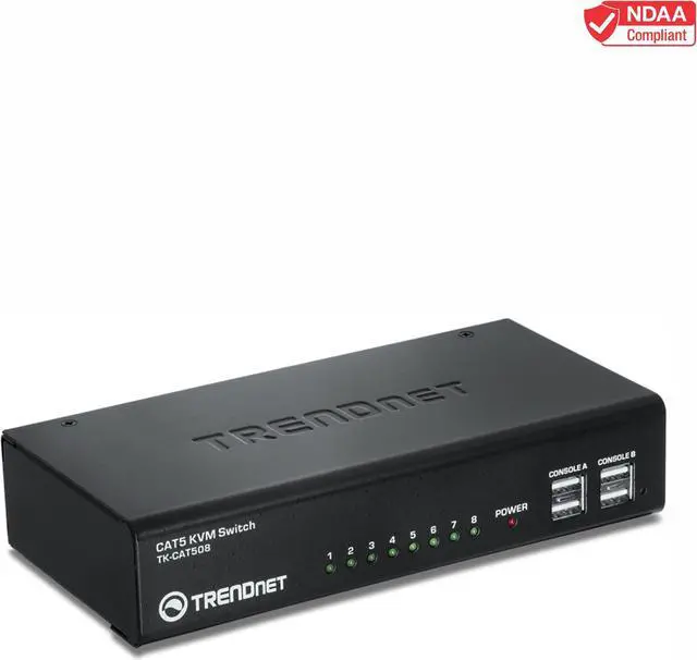 Alt view image 5 of 8 - TRENDnet 8-Port CAT5 KVM Switch, CAT5 Cables up to 30m, USB, PS/2, Hot-Keys, VGA, Dual Console, TK-CAT508