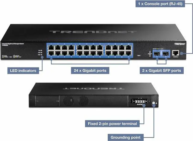 Alt view image 3 of 6 - TRENDnet TI-RG262i, 26-Port Industrial Gigabit L2 Managed Rackmount
Switch