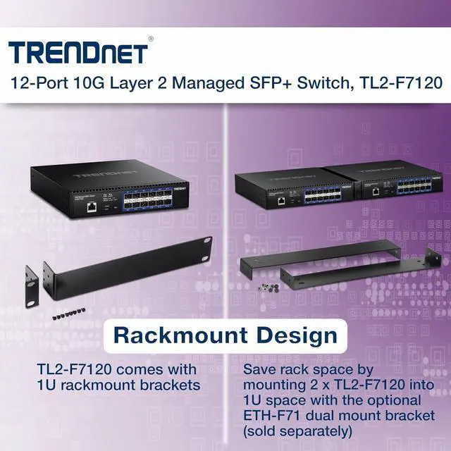 Alt view image 3 of 14 - TRENDnet  TL2-F7120, 12-Port 10G Layer 2 Managed SFP+ Switch