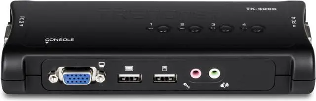 Alt view image 5 of 8 - TRENDnet 4-Port USB KVM Switch With Audio, Control Up
 To 4 Computers, Windows, Linux, Mac OS Compliant, 2048 x
 1526 VGA Resolution, Plug and Play, USB Powered, KVM
 Cables Included, Black, TK-409K