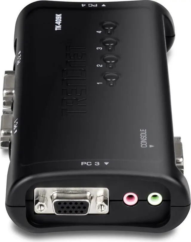 Alt view image 7 of 8 - TRENDnet 4-Port USB KVM Switch With Audio, Control Up
 To 4 Computers, Windows, Linux, Mac OS Compliant, 2048 x
 1526 VGA Resolution, Plug and Play, USB Powered, KVM
 Cables Included, Black, TK-409K