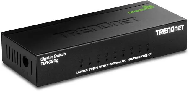 Alt view image 6 of 7 - TRENDnet 8-Port Unmanaged Gigabit Switch, TEG-S80G, Desktop Ethernet Metal Switch, Ethernet Splitter, Fanless,16Gbps Switching Capacity, Plug & Play, Lifetime Protection, Black