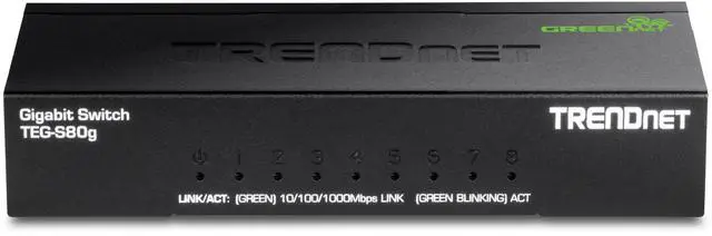 Alt view image 4 of 7 - TRENDnet 8-Port Unmanaged Gigabit Switch, TEG-S80G, Desktop Ethernet Metal Switch, Ethernet Splitter, Fanless,16Gbps Switching Capacity, Plug & Play, Lifetime Protection, Black