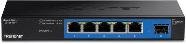 Alt view image 2 of 7 - TRENDnet TEG-S51SFP, 5-Port Gigabit Compact Metal Desktop Switch with Gigabit SFP Slot, Fanless Design, Wall Mountable, TEG-S51SFP