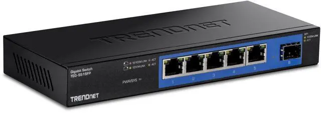 Main image of TRENDnet TEG-S51SFP, 5-Port Gigabit Compact Metal Desktop Switch with Gigabit SFP Slot, Fanless Design, Wall Mountable, TEG-S51SFP