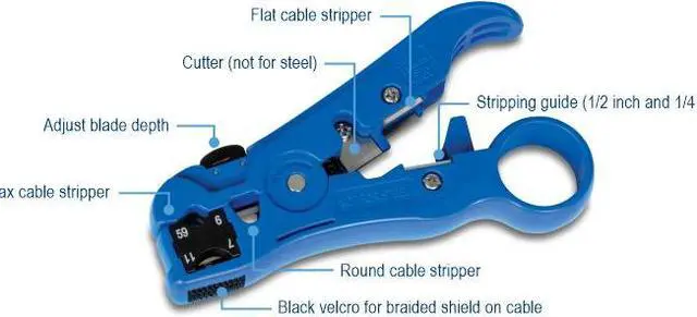 Alt view image 3 of 7 - TRENDnet Universal Stripping and Cutting Tool, RG59/6/11/7, UTP, STP, CAT5, 4P/6P/8P, Flat & Round Cables, Adjustable Blade Depth, TC-CT70