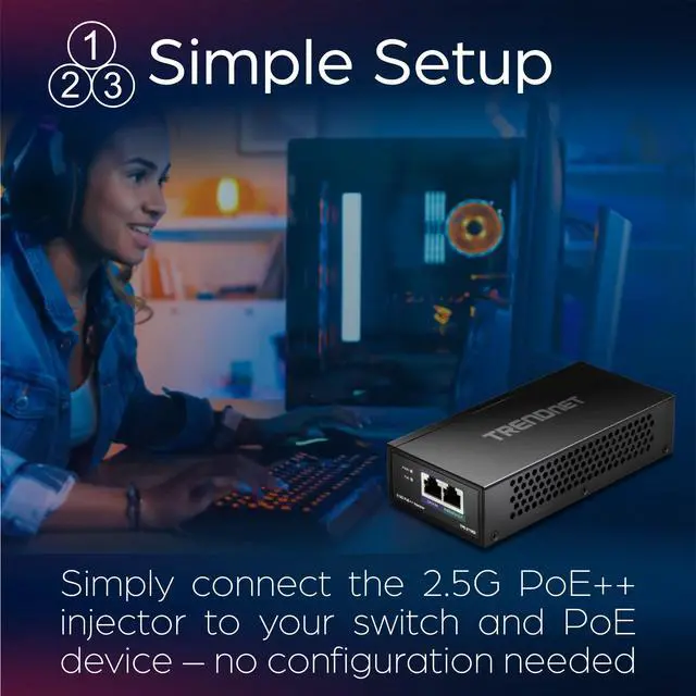 Alt view image 6 of 20 - TRENDnet TPE-219GI 2.5G PoE++ Injector