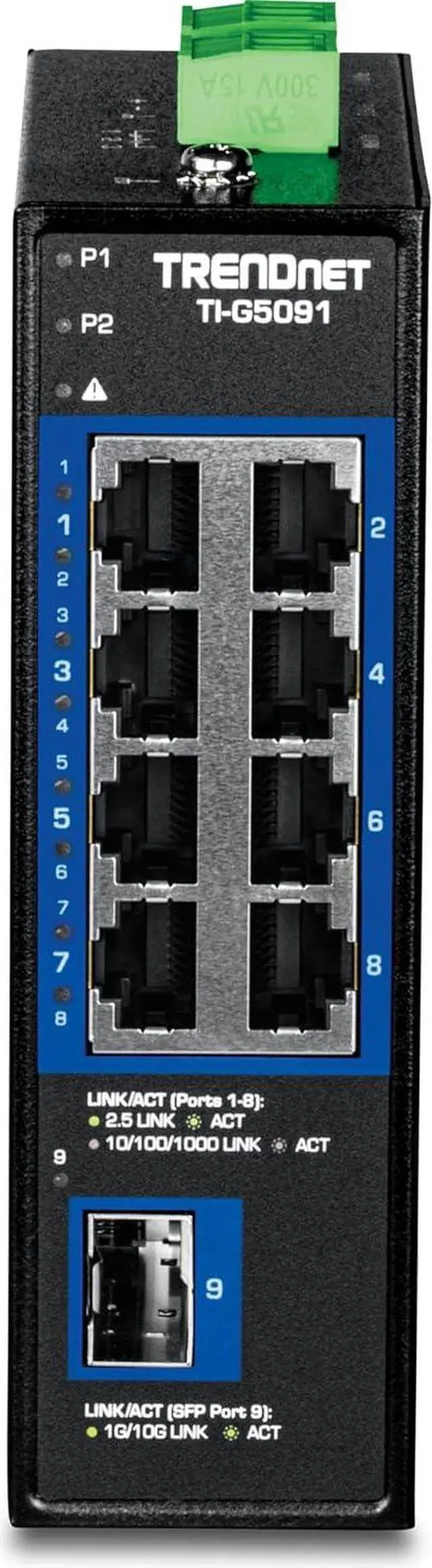 Alt view image 2 of 4 - TRENDnet TI-G5091 9-Port Industrial 2.5G DIN-Rail Switch with 10G SFP+ Port