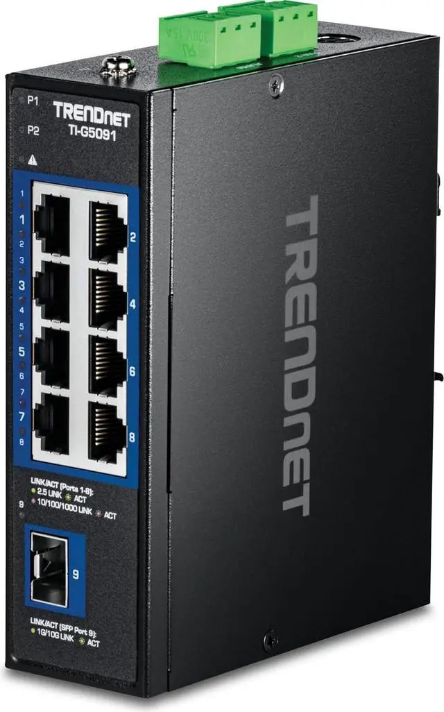 Alt view image 4 of 4 - TRENDnet TI-G5091 9-Port Industrial 2.5G DIN-Rail Switch with 10G SFP+ Port