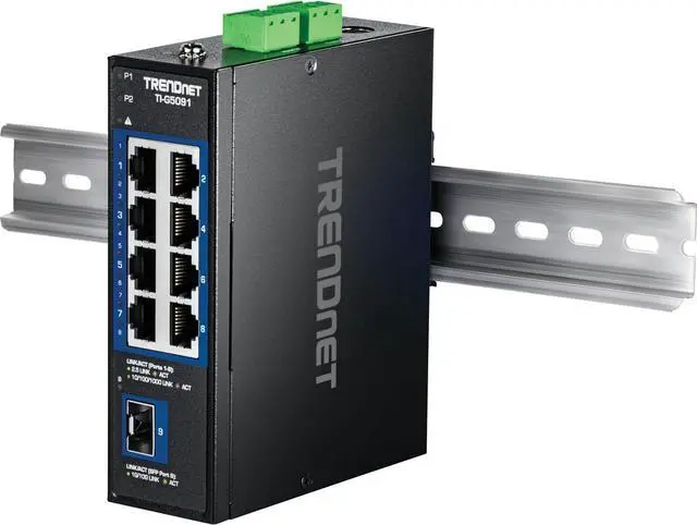 Alt view image 3 of 4 - TRENDnet TI-G5091 9-Port Industrial 2.5G DIN-Rail Switch with 10G SFP+ Port
