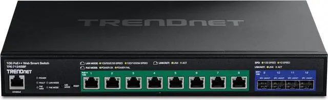 Alt view image 4 of 7 - TRENDnet TPE-7124SBF 12-Port 10G PoE++ Web Smart Switch (720W)