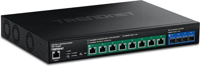 Alt view image 6 of 7 - TRENDnet TPE-7124SBF 12-Port 10G PoE++ Web Smart Switch (720W)