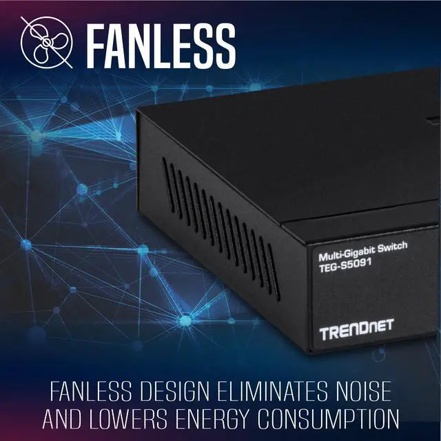 Alt view image 8 of 12 - TRENDnet 9-Port Unmanaged 2.5G Switch with 10G SFP+ Port, TEG-S5091, 8 x 2.5GBASE-T Ports, 60Gbps, Wall Mountable, Ethernet Splitter, NDAA & TAA Compliant, Lifetime Protection, Black