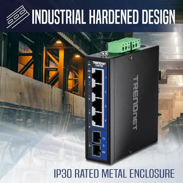 Alt view image 5 of 16 - TRENDnet 5-Port Hardened Industrial Gigabit DIN-Rail Switch, TI-G51SC