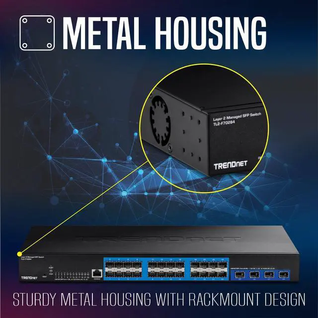Alt view image 6 of 9 - TRENDnet 28-Port Layer 2 Managed SFP Switch with 10G SFP+ Ports, TL2-F70284