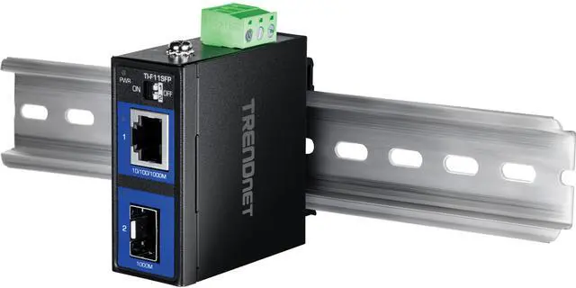 Alt view image 6 of 6 - TRENDnet Industrial 100/1000Base-T to SFP Media Converter, TI-F11SFP, IP50 Rated, NDAA TAA Compliant, 1 x Gigabit Ethernet Port,  1 x SFP Port, DIP Switches Control Link Fault Pass Through