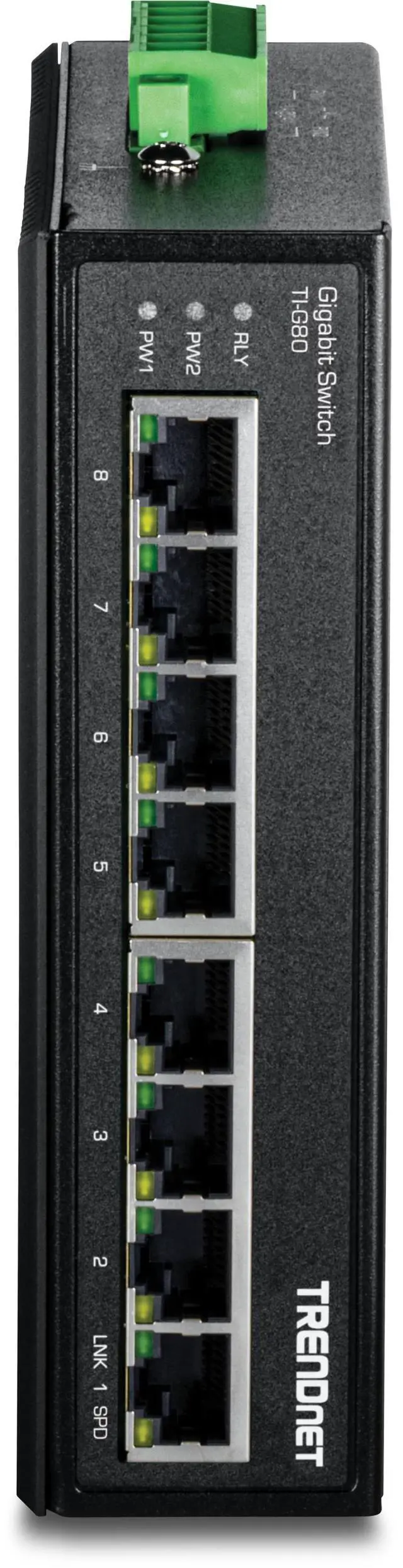 Alt view image 7 of 7 - TRENDnet 8-Port Hardened Industrial Gigabit DIN-Rail Switch, 16 Gbps Switching Capacity, IP50 Rated Metal Housing (-40 to 167 ºF), DIN-Rail & Wall Mounts Included, Lifetime Protection, Black, TI-G80