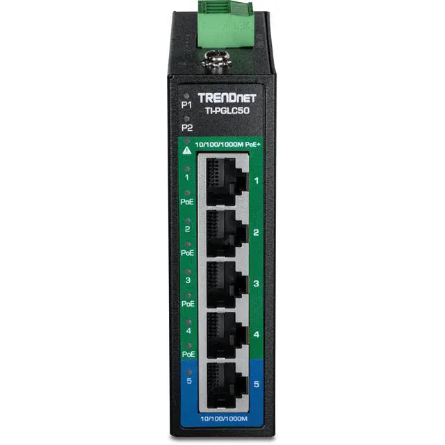 Alt view image 3 of 6 - TRENDnet TI-PGLC50, 5-Port Industrial Gigabit PoE+ DIN-Rail Mini Switch
