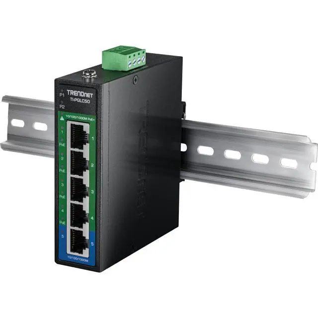 Alt view image 4 of 6 - TRENDnet TI-PGLC50, 5-Port Industrial Gigabit PoE+ DIN-Rail Mini Switch