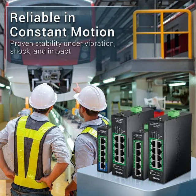 Alt view image 5 of 7 - TRENDnet TI-PGLC50, 5-Port Industrial Gigabit PoE+ DIN-Rail Mini Switch