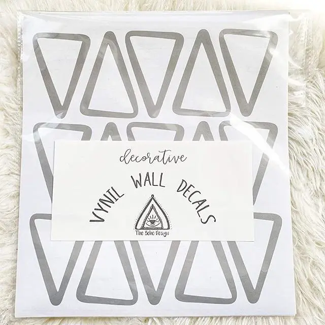 Alt view image 6 of 7 - Vieli Arte Grey Transparent Triangles Hand Drawn Wall Vinyl Sticker Decal Decor Nursery 60 pcs Adhesive Tribal Triangle for Kids Baby Bedroom Decoration Grey