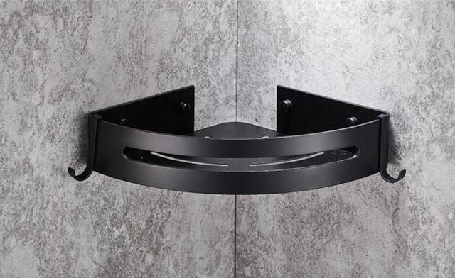 Shower Caddy, Adhesive Bathroom Shelf Wall Mounted, in Black