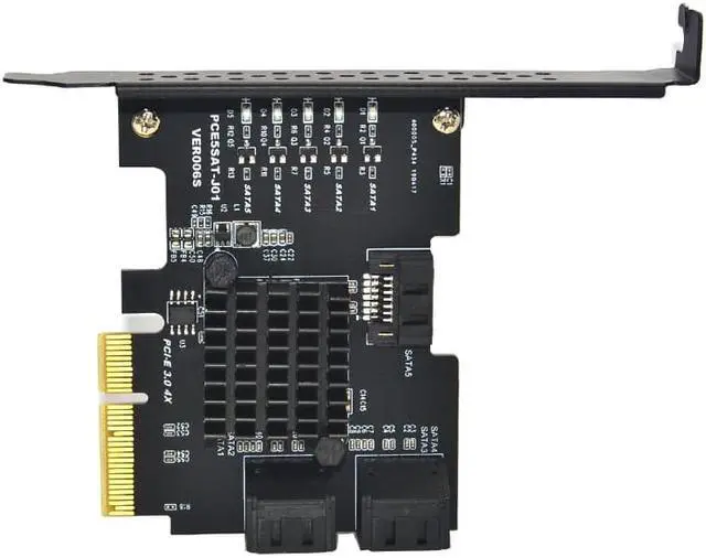 Alt view image 3 of 7 - Weastlinks PCIE PCI-E to 5 ports SATA 3.0 expansion Card 4X Gen 3 PCI express 5 SATA Adapter SATA 3 Converter with Heatsink for HDD