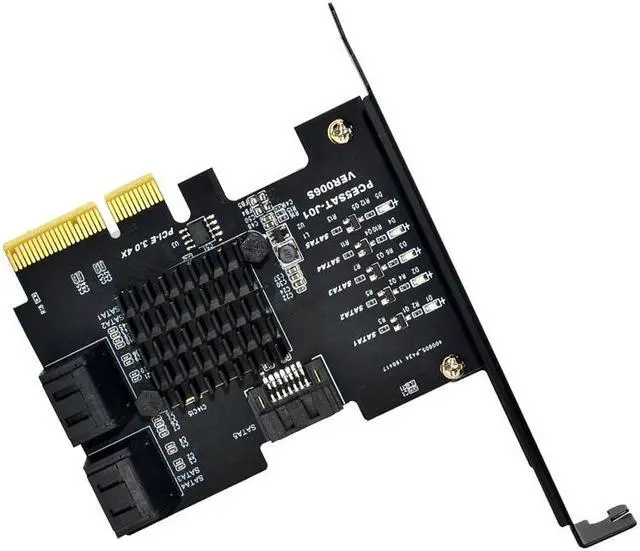 Alt view image 4 of 7 - Weastlinks PCIE PCI-E to 5 ports SATA 3.0 expansion Card 4X Gen 3 PCI express 5 SATA Adapter SATA 3 Converter with Heatsink for HDD