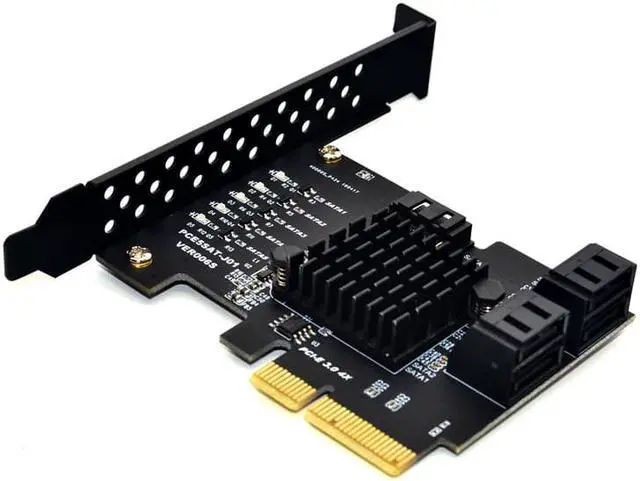 Alt view image 2 of 7 - Weastlinks PCIE PCI-E to 5 ports SATA 3.0 expansion Card 4X Gen 3 PCI express 5 SATA Adapter SATA 3 Converter with Heatsink for HDD