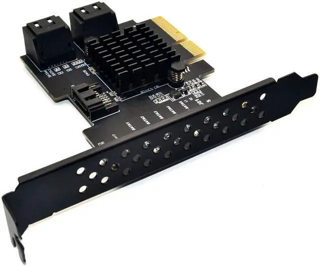 Alt view image 7 of 7 - Weastlinks PCIE PCI-E to 5 ports SATA 3.0 expansion Card 4X Gen 3 PCI express 5 SATA Adapter SATA 3 Converter with Heatsink for HDD