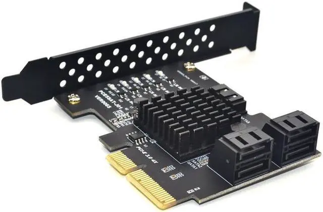 Alt view image 6 of 7 - Weastlinks PCIE PCI-E to 5 ports SATA 3.0 expansion Card 4X Gen 3 PCI express 5 SATA Adapter SATA 3 Converter with Heatsink for HDD