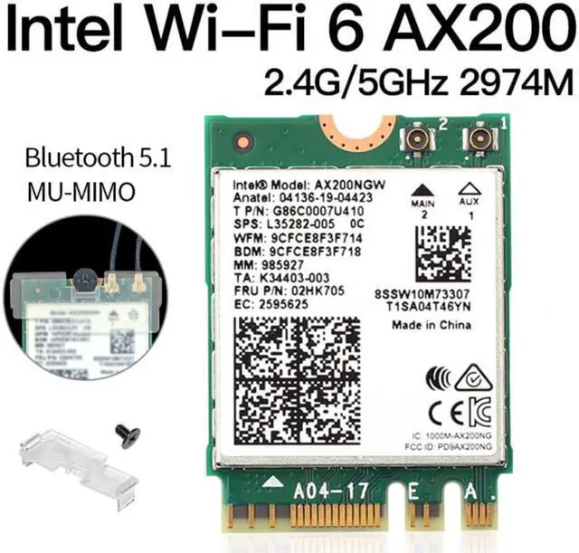 Main image of Weastlinks Dual Band Wireless M.2 Wifi6 Intel AX200 2974Mbps Bluetooth 5.1 802.11ax MU-MIMO NGFF Laptop WiFi Card AX200NGW Windows 10
