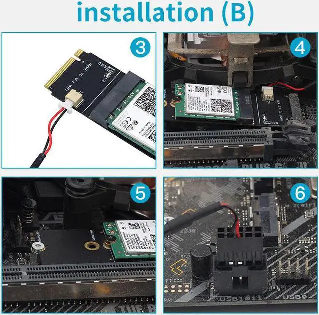 Alt view image 4 of 6 - Weastlinks Dual Band Wi-Fi 6 Intel AX200 Card M.2 A+E Key To M.2 Key-M NVMe SSD Port Wireless Adapter Wifi Bluetooth 5.1 3000Mbps 802.11ax