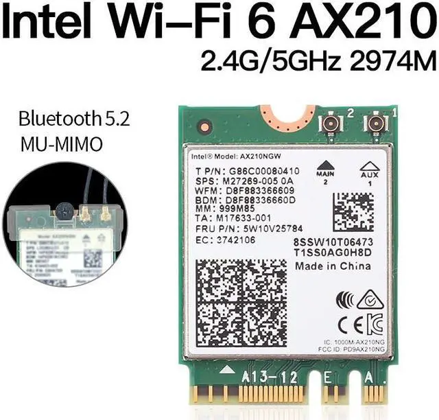 Alt view image 2 of 6 - Weastlinks Dual Band 2974Mbps AX210NGW 802.11ax/ac Wireless card For Intel WI-FI 6E AX201 M.2 NGFF Bluetooth 5.2 Wifi Network Wlan 2.4G/5G