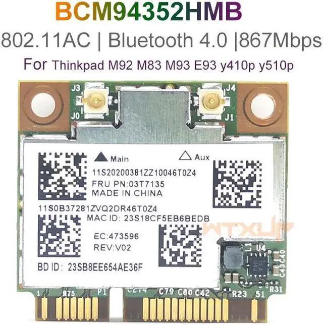 Main image of Weastlinks BCM94352 BCM94352HMB 802.11ac Dual Band Wifi + Bluetooth 4.0 867Mbps Mini PCI-E Card for M92 M83 M93 y410p y510p