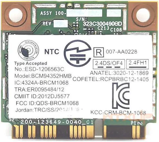 Alt view image 2 of 5 - Weastlinks BCM94352 BCM94352HMB 802.11ac Dual Band Wifi + Bluetooth 4.0 867Mbps Mini PCI-E Card for M92 M83 M93 y410p y510p