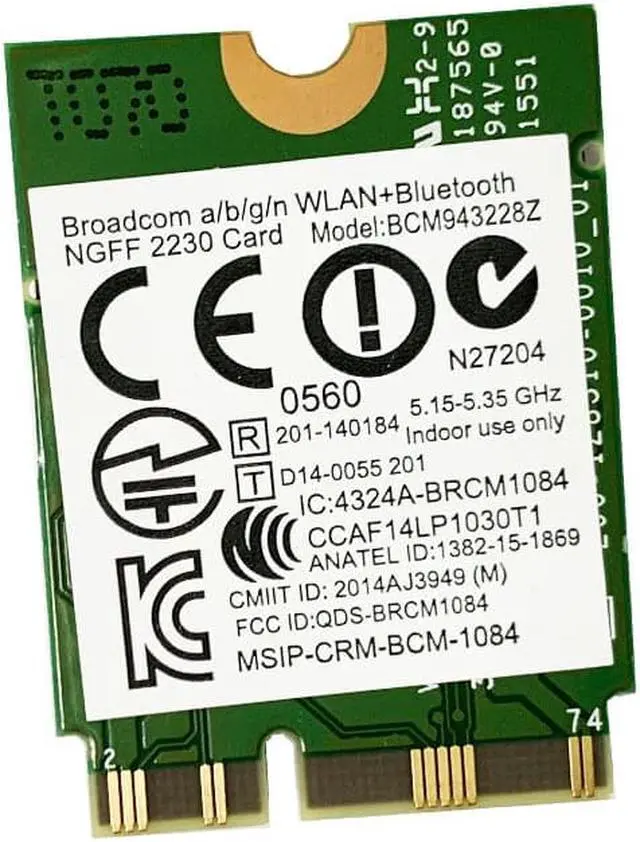 Alt view image 6 of 8 - Weastlinks Broadcom BCM943228Z Network Adapter M.2 NGFF 802.11 B/A/G/N WIFI CARD 300Mbps 2.4GHz/5GHz BCM943228 BCM43228