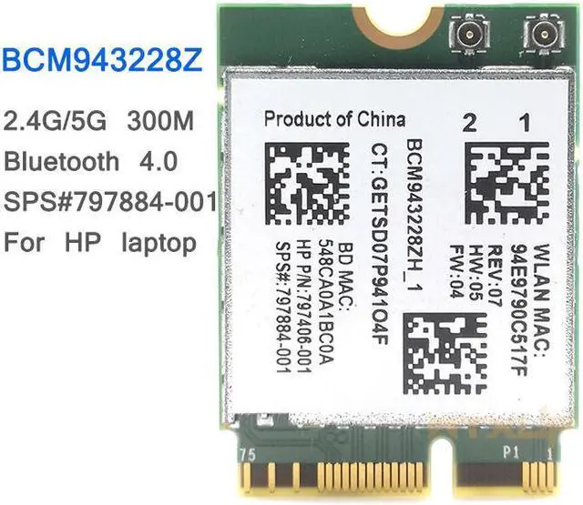 Main image of Weastlinks Broadcom BCM943228Z Network Adapter M.2 NGFF 802.11 B/A/G/N WIFI CARD 300Mbps 2.4GHz/5GHz BCM943228 BCM43228