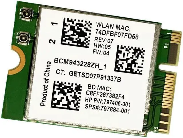 Alt view image 5 of 8 - Weastlinks Broadcom BCM943228Z Network Adapter M.2 NGFF 802.11 B/A/G/N WIFI CARD 300Mbps 2.4GHz/5GHz BCM943228 BCM43228