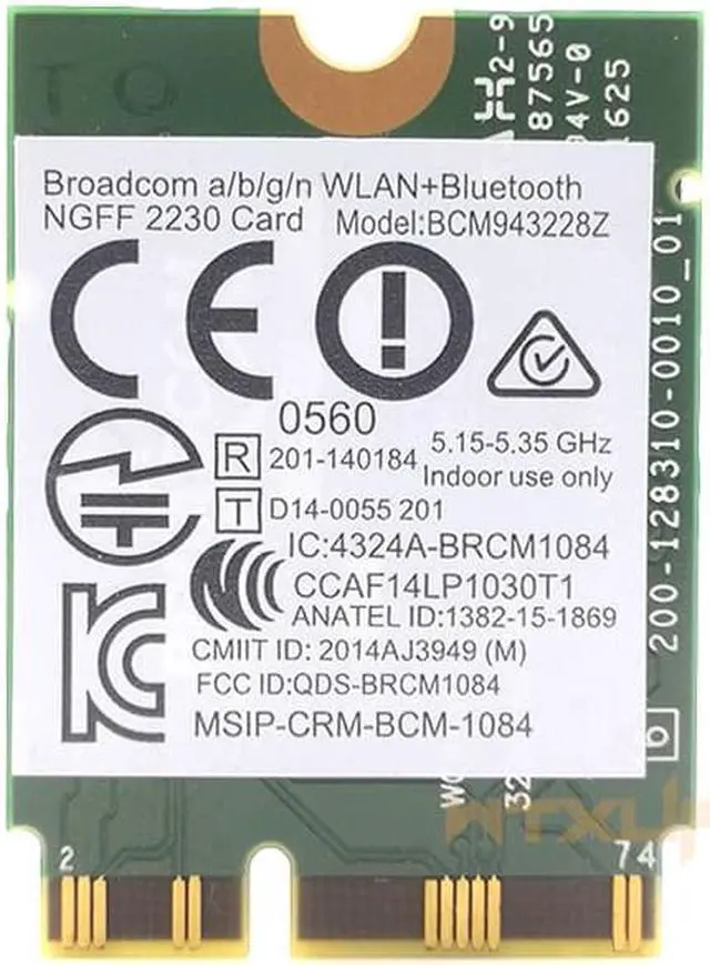 Alt view image 2 of 8 - Weastlinks Broadcom BCM943228Z Network Adapter M.2 NGFF 802.11 B/A/G/N WIFI CARD 300Mbps 2.4GHz/5GHz BCM943228 BCM43228