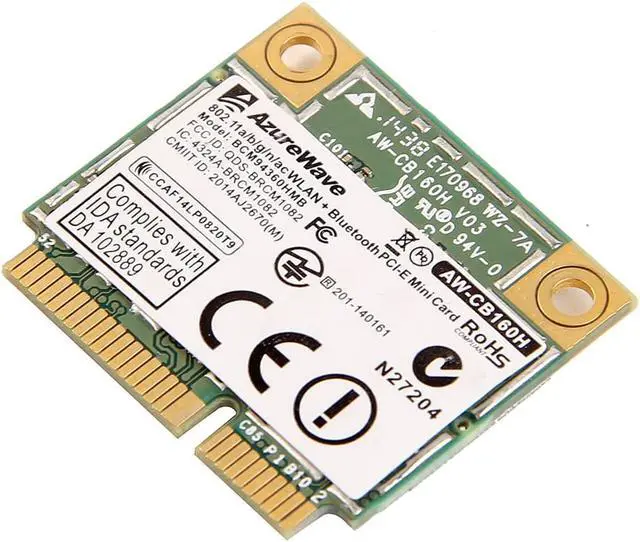 Alt view image 5 of 7 - Weastlinks AzureWave AW-CB160H Broadcom BCM94360HMB 802.11AC 1300Mbps Wireless WIFI WLAN Bluetooth 4.0 Mini PCI-E Card + 20cm MHF4 Antennas