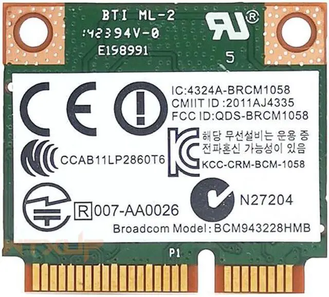 Alt view image 2 of 6 - Weastlinks Dual Band Broadcom BCM943228HMB 802.11a/b/g/n 300Mbps Wifi Wireless Card Bluetooth 4.0 Half Mini PCI-E Notebook Wlan adapter