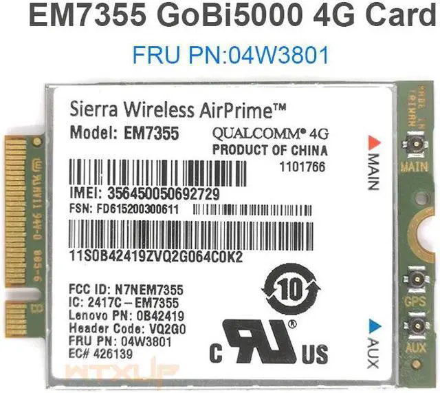 Main image of Weastlinks Wireless WWAN Card EM7355 Sierra Gobi5000 LTE 4G Module M.2 NGFF 04W3801 For Lenovo L440 L540 T431s T440 T540P W540 X240