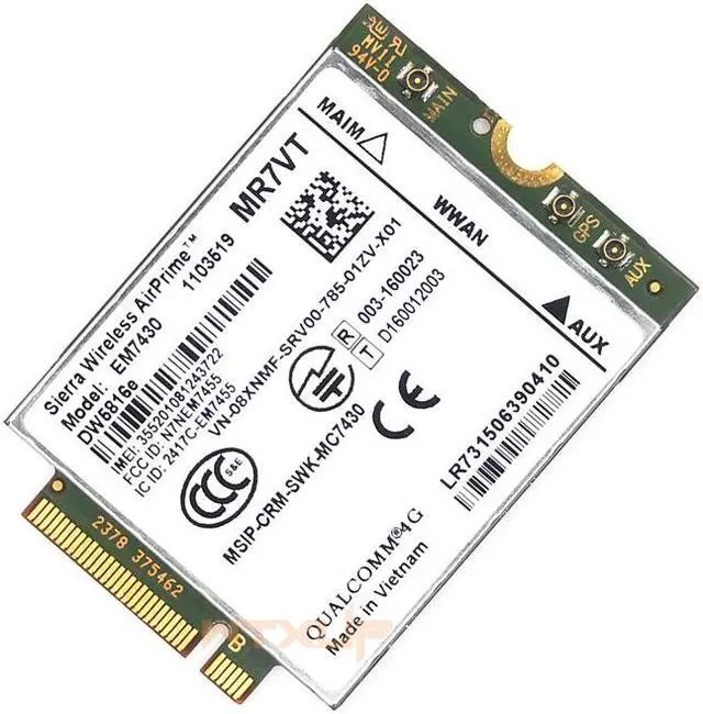 Alt view image 5 of 5 - Weastlinks EM7430 DW5816e GOBI6000 4G card LTE DW5816 for Dell Latitude 7280 7285 7290 7389 7390 7480 7490 E7470 Cat6 300M 4G module
