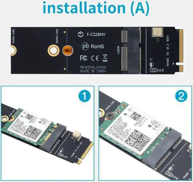 Alt view image 3 of 5 - Weastlinks Wireless M.2 A+E Key Slot To M.2 M Key Wifi Bluetooth Adapter For Intel AX200 9260 bcm94352Z Card NVMe PCI express SSD Port