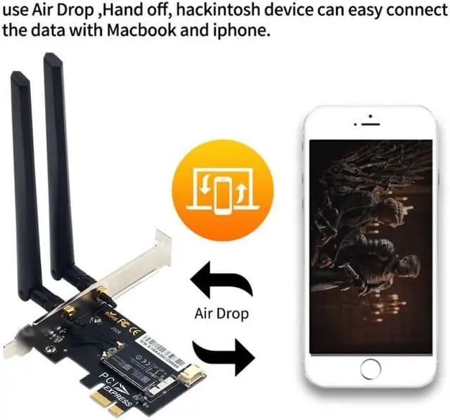 Alt view image 6 of 7 - Weastlinks Dual Band BCM94360CS2 1200Mbps 802.11ac WiFi Bluetooth 4.0 AC1200 PCIE Wireless Adapter MacOS Hackintosh Dekstop PC