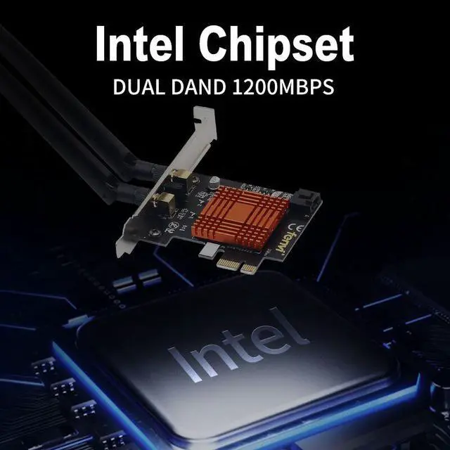 Alt view image 5 of 6 - Weastlinks Dual Band AC 1200Mbps Wireless Bluetooth WiFi Card WiFi PCIe Network Adapter 5GHz/2.4GHz PCI Express Network Wlan BT4.0